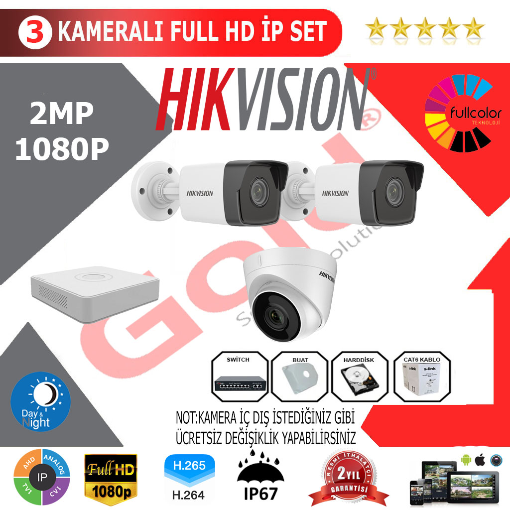 Hik 3 lü İP Kamera Montajlı