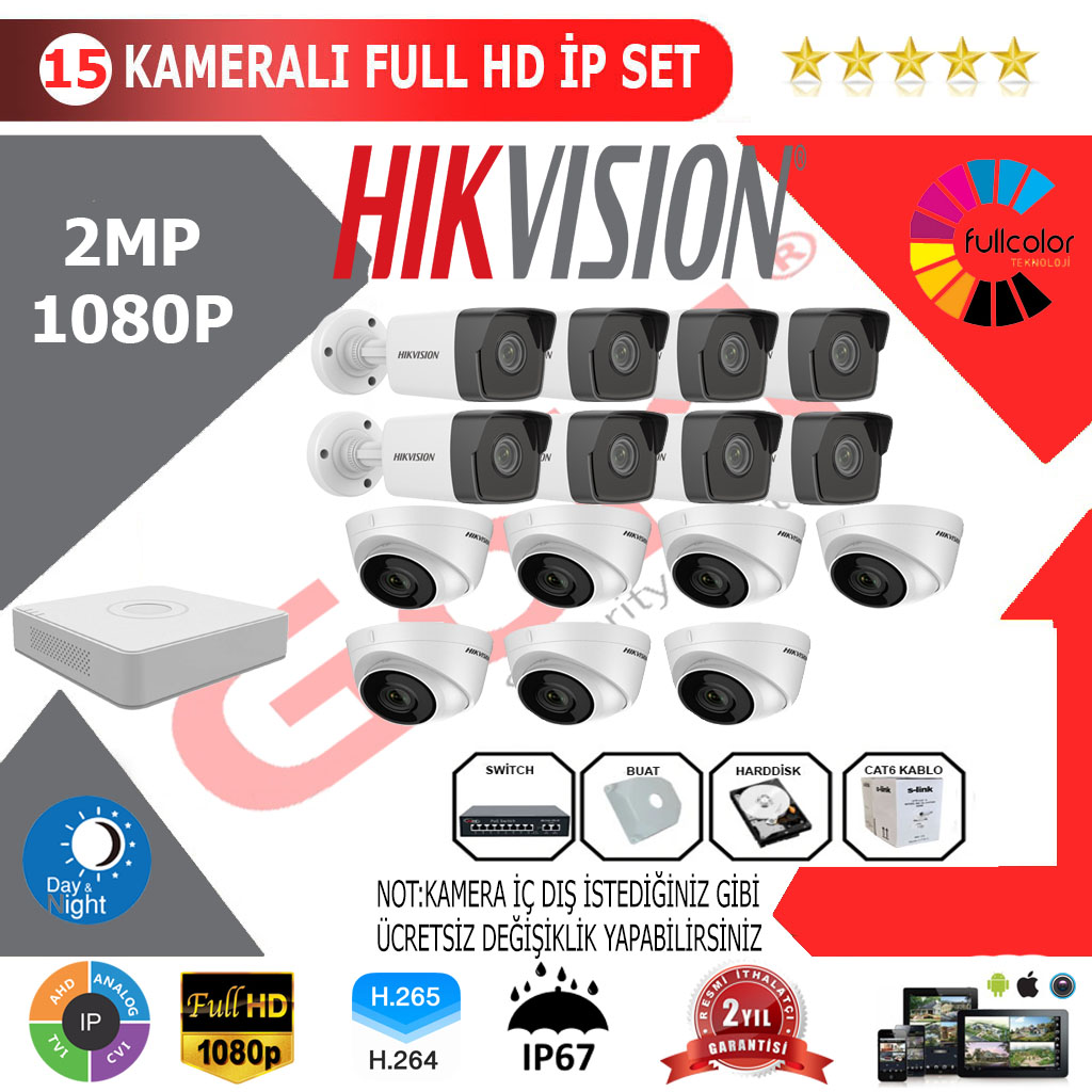 Hikvision 15'li Kurulum Dahil
