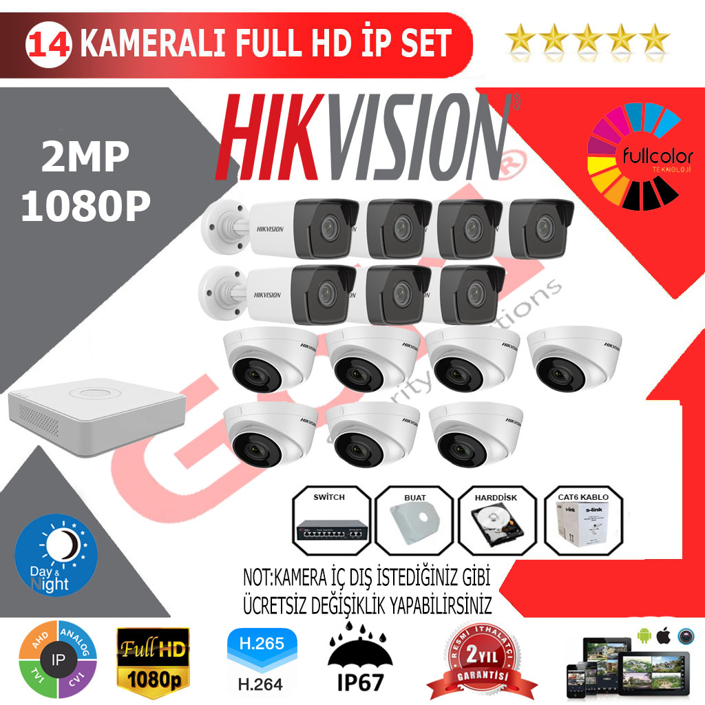 Hikvision 14'lu Kurulum Dahil