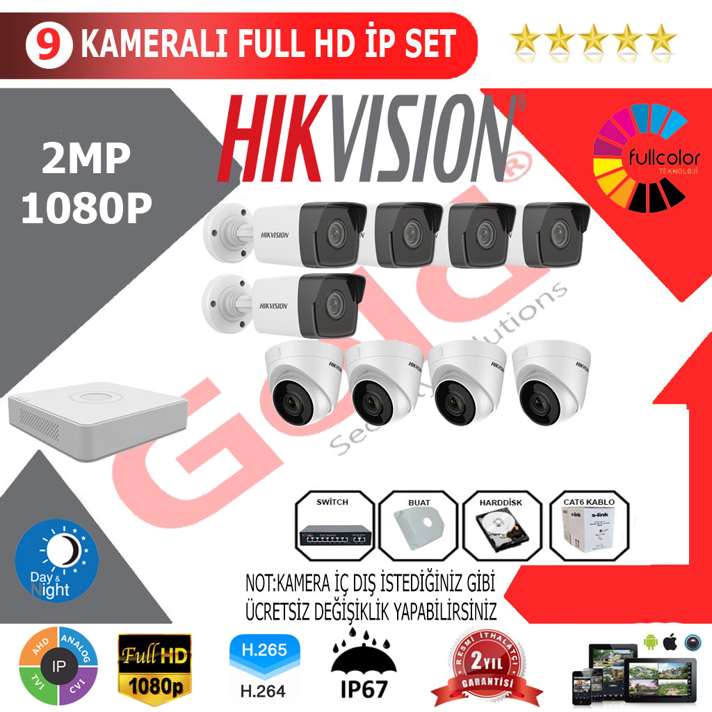 Hikvision 9'lu Kamera Montajlı